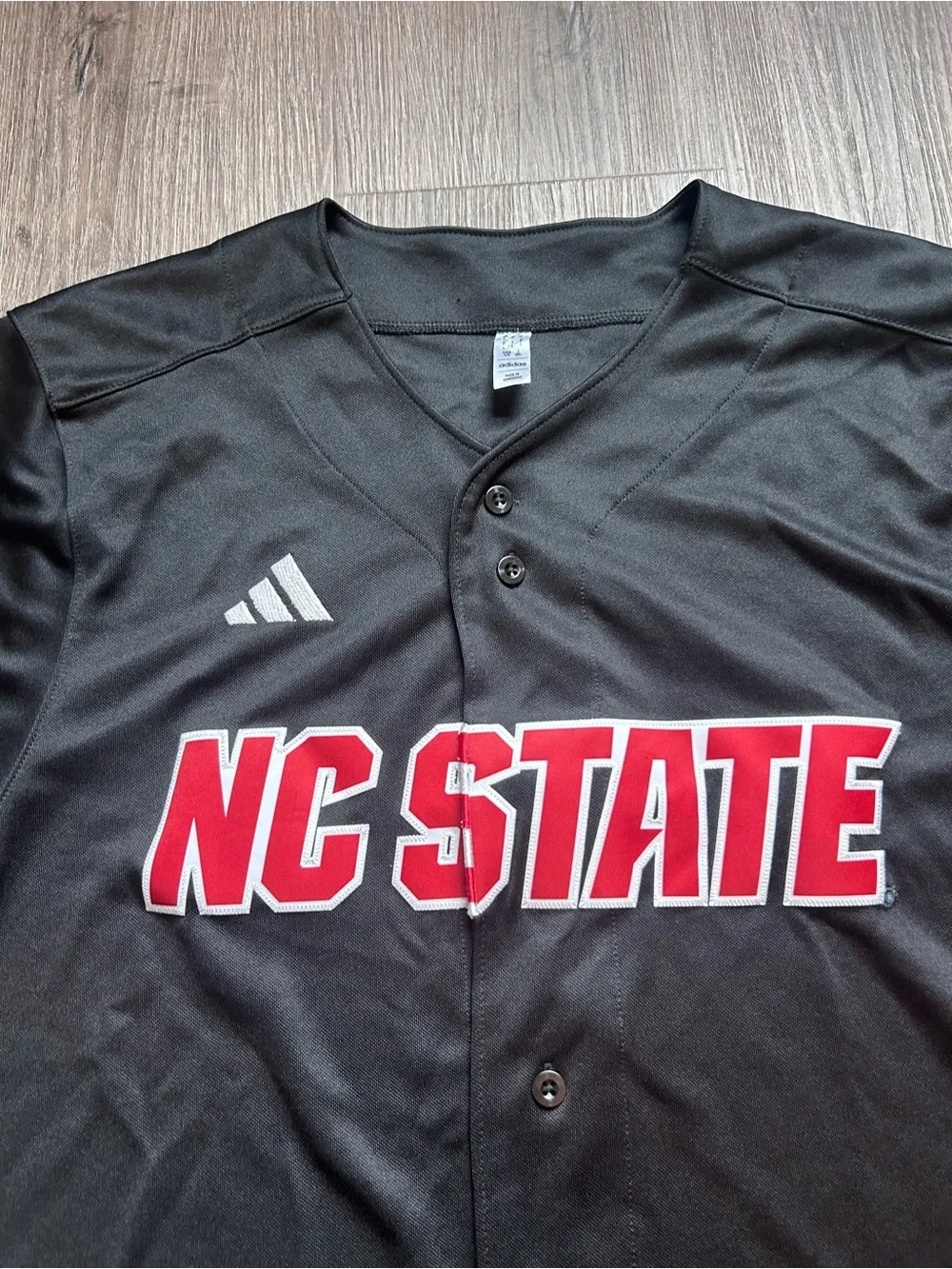 Men’s Large Adidas NC State Wolfpack Baseball Jersey Embroidered NCAA Black